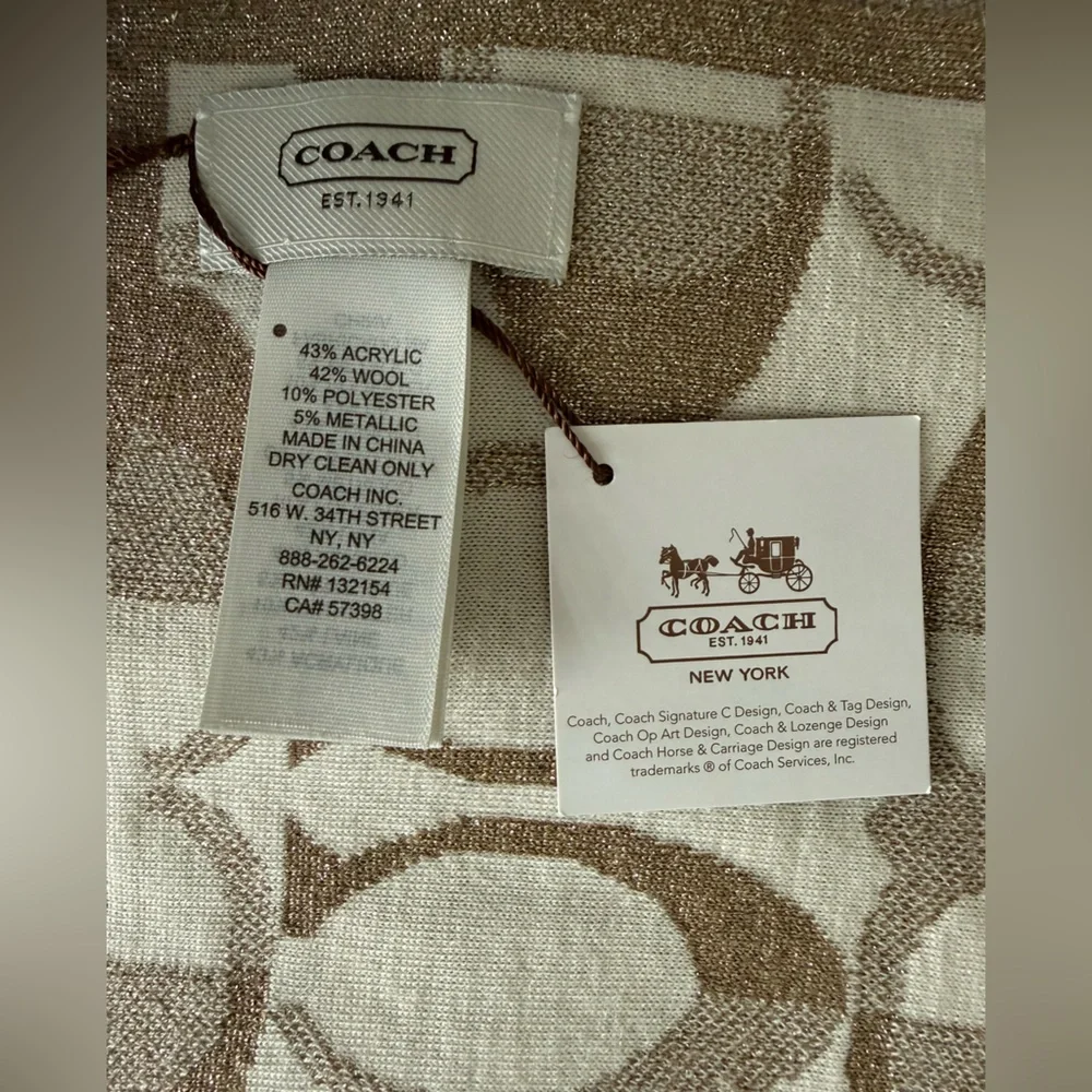 Rare Coach Glitter Knit Winter set NWT Scarf/Gloves/Headband Signature C Logo